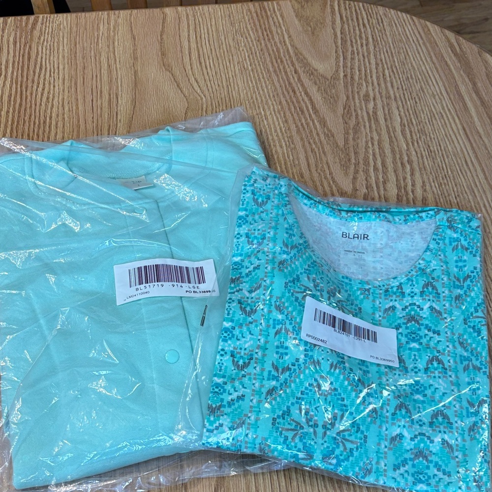 Blair Women's Large Mint Snap Up Sweatshirt and matching Tee